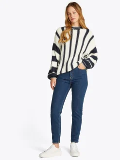 Gestreifter Relaxed Fit Pullover mit Kaschmir