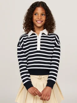 Gestreiftes Relaxed Fit Polo Sweatshirt