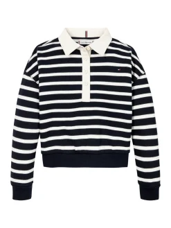 Gestreiftes Relaxed Fit Polo Sweatshirt