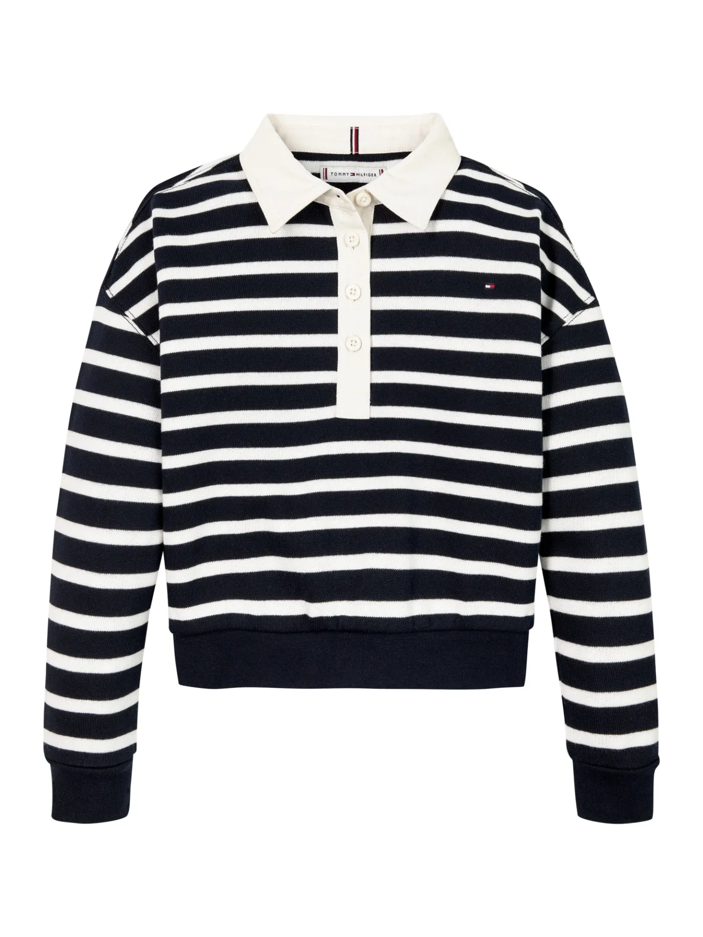 Gestreiftes Relaxed Fit Polo Sweatshirt