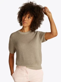 Gestrickter Rundhalspullover Kurzarm
