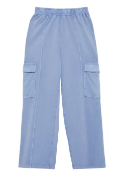 Gewaschene Sweathose mit Wide Leg und hohem Bund