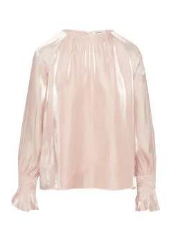 Glänzende Viskose-Bluse mit Volantärmel