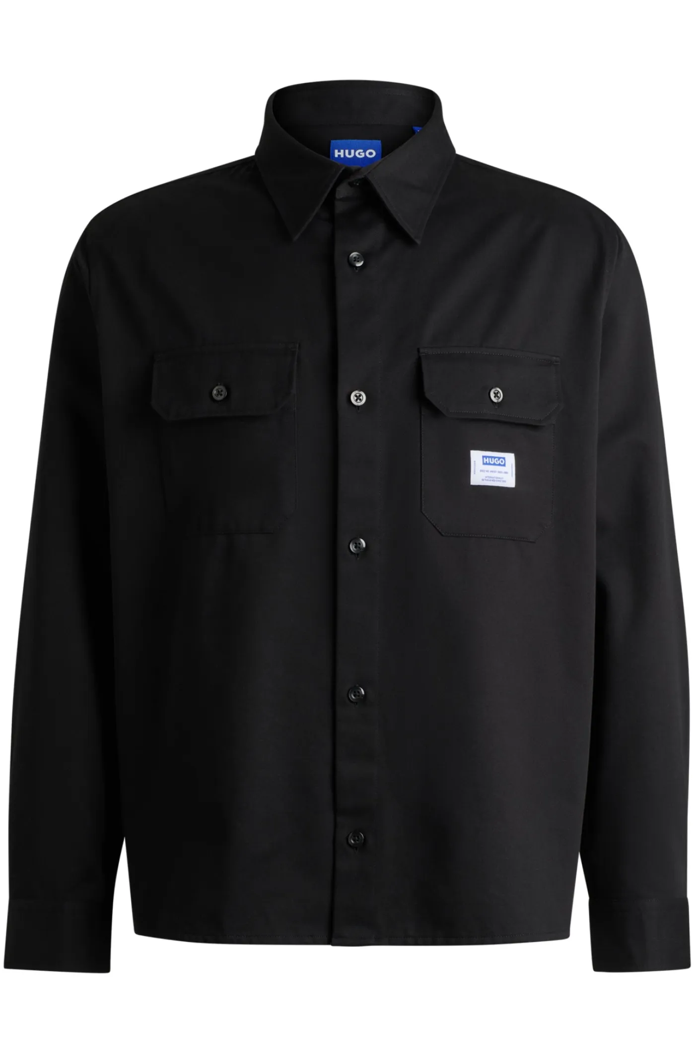 Hemd aus Baumwoll-Twill mit Logo-Label