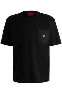 Interlock-Baumwoll-T-Shirt mit kontrastierender Tasche