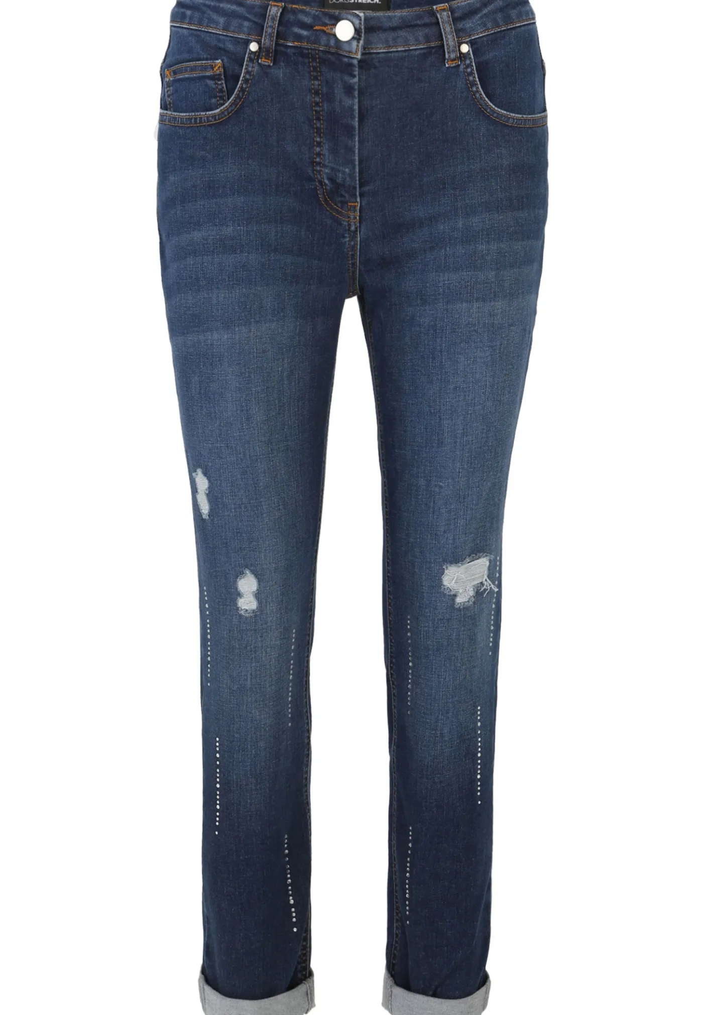 Jeans Hose mit Vintage-Löchern und Strass-Steinchen