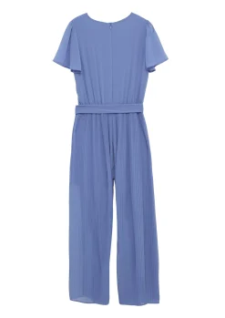 Jumpsuit aus Chiffon mit Gürtel und plissierter Hose