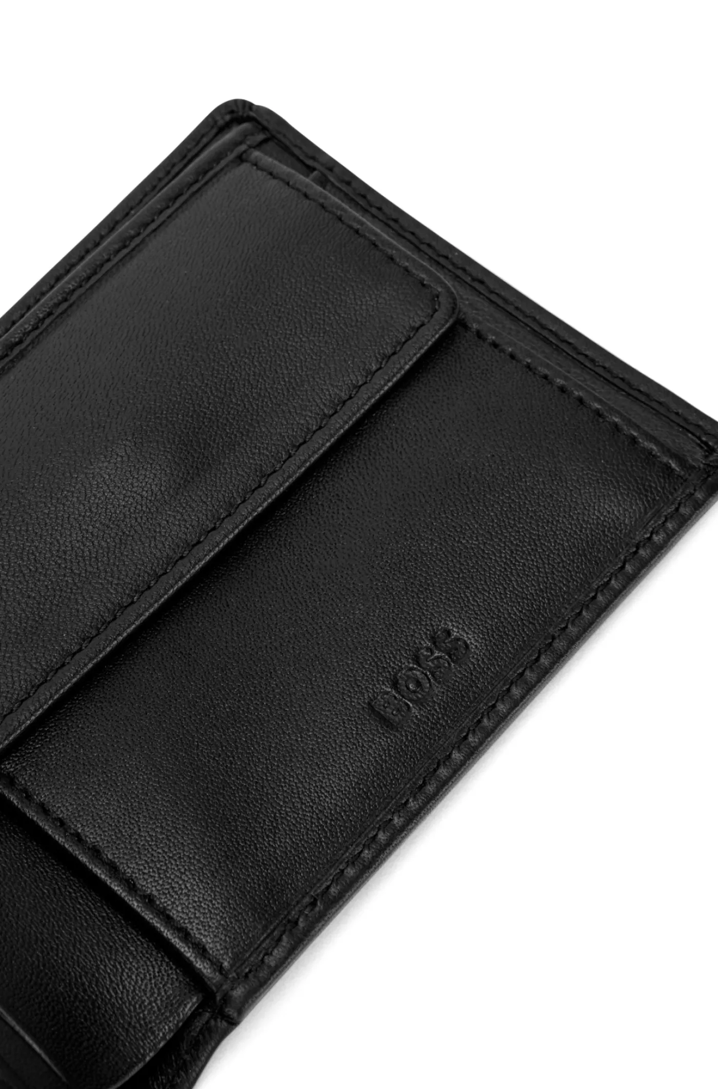 KLAPP-GELDBÖRSE AUS LEDER MIT MÜNZFACH UND LOGO-PRÄGUNG