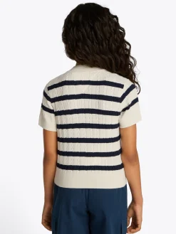 Kurzarm-Pullover mit Mini-Zopfmuster