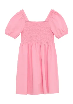 Kurzes Kleid mit Glitzerprint und Smok-Detail