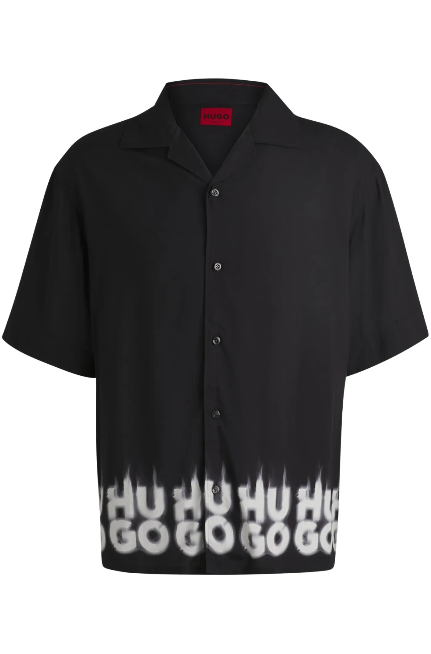 Kurzärmeliges Oversized Hemd mit Smoke-Logo-Print am Saum