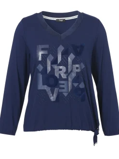 Langarm-Shirt mit Geschmücktem Front-Motiv