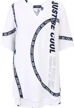 Long Bluse mit Wording-Print
