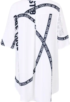 Long Bluse mit Wording-Print