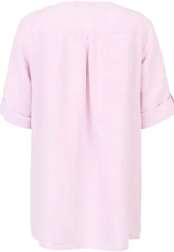 Long-Bluse mit Reissverschluss und Krempelärmel