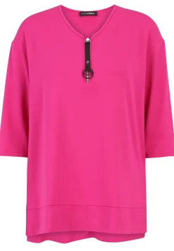 Long-Shirt mit dekorativem Reißverschluss-Anhänger
