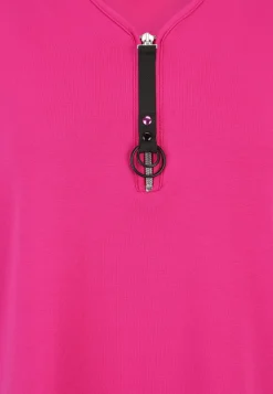 Long-Shirt mit dekorativem Reißverschluss-Anhänger
