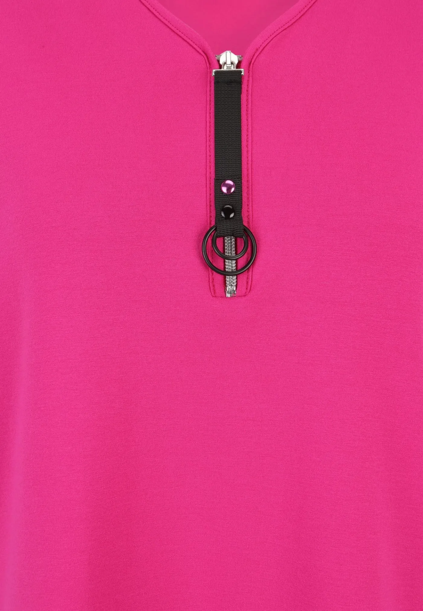Long-Shirt mit dekorativem Reißverschluss-Anhänger