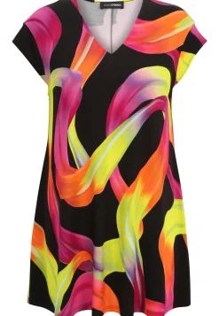 Long-Shirt mit Grafik-Print und kurzen Ärmeln