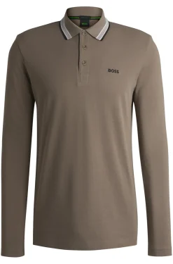 Longsleeve-Poloshirt aus Baumwoll-Piqué mit Kontrast-Logo