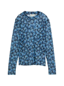 Mesh-Langarmshirt mit Muster