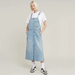 Midi Dungaree Jeans Latzkleid