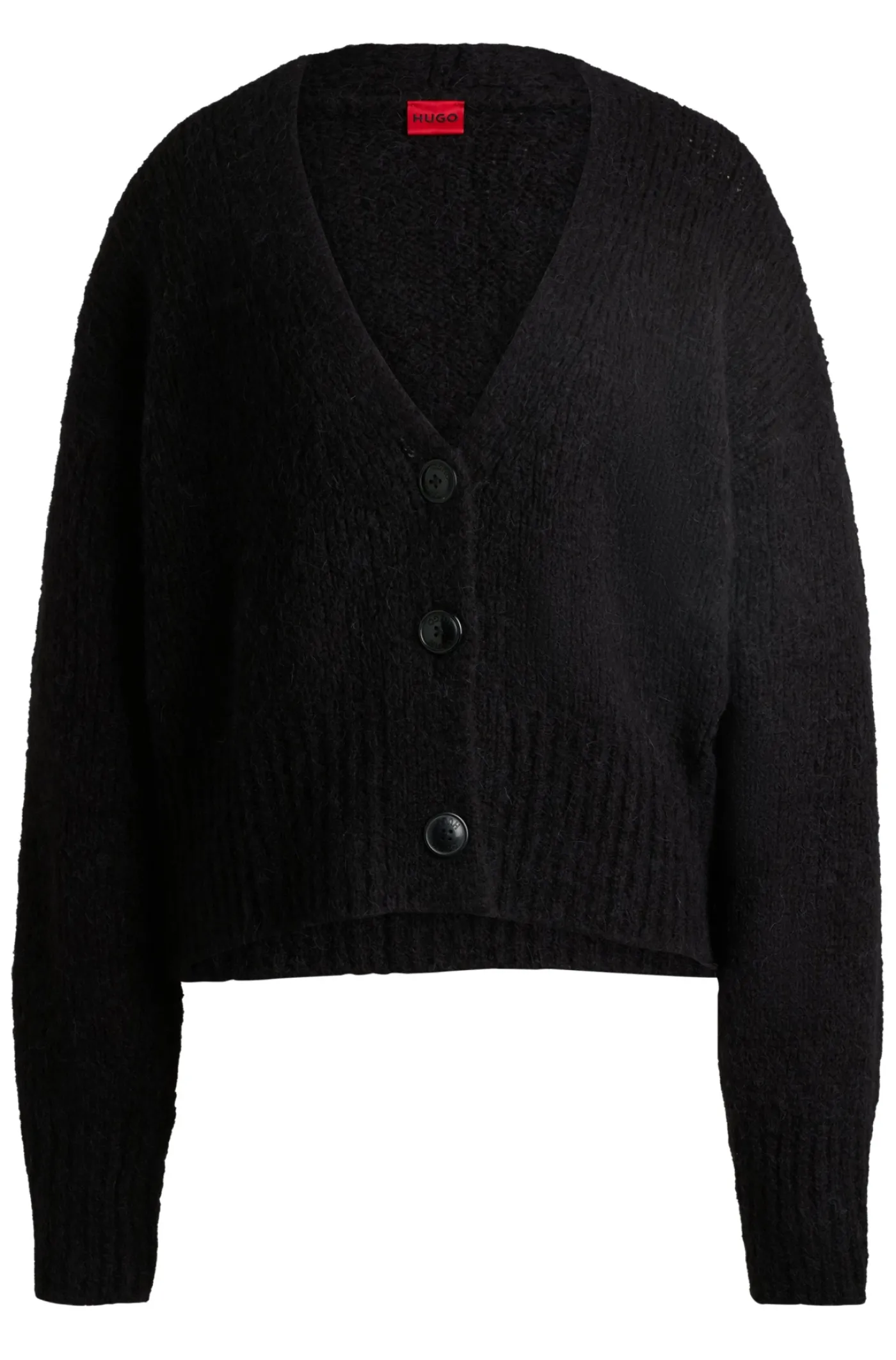 Oversized Strickjacke mit V-Ausschnitt und verkürzter Länge