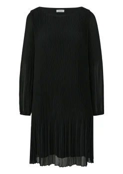 Plissiertes Chiffonkleid mit Puffärmeln