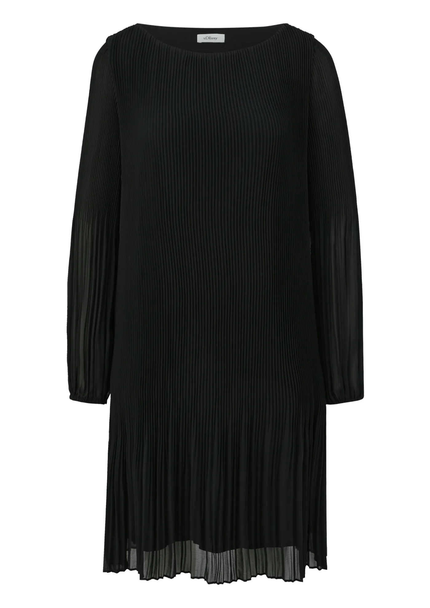 Plissiertes Chiffonkleid mit Puffärmeln