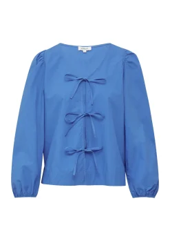 Popeline-Bluse aus Baumwolle mit Schleifen