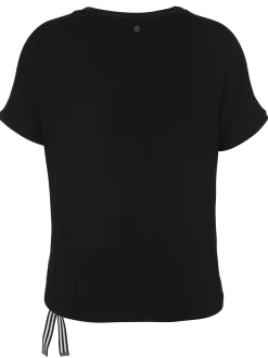 Print Blusenshirt mit schwarzem Jerseyrücken