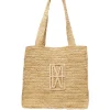 Raffia-Shopper mit gesticktem Logo