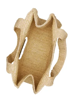 Raffia-Shopper mit gesticktem Logo