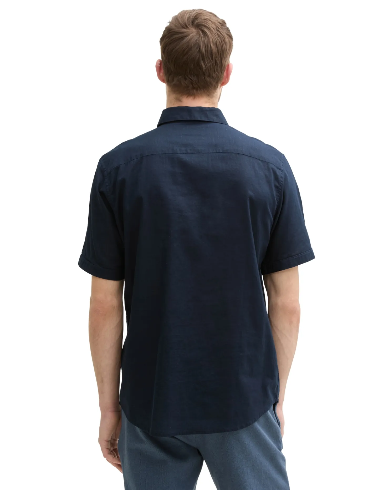 Regular Fit Kurzarmhemd mit Leinenanteil