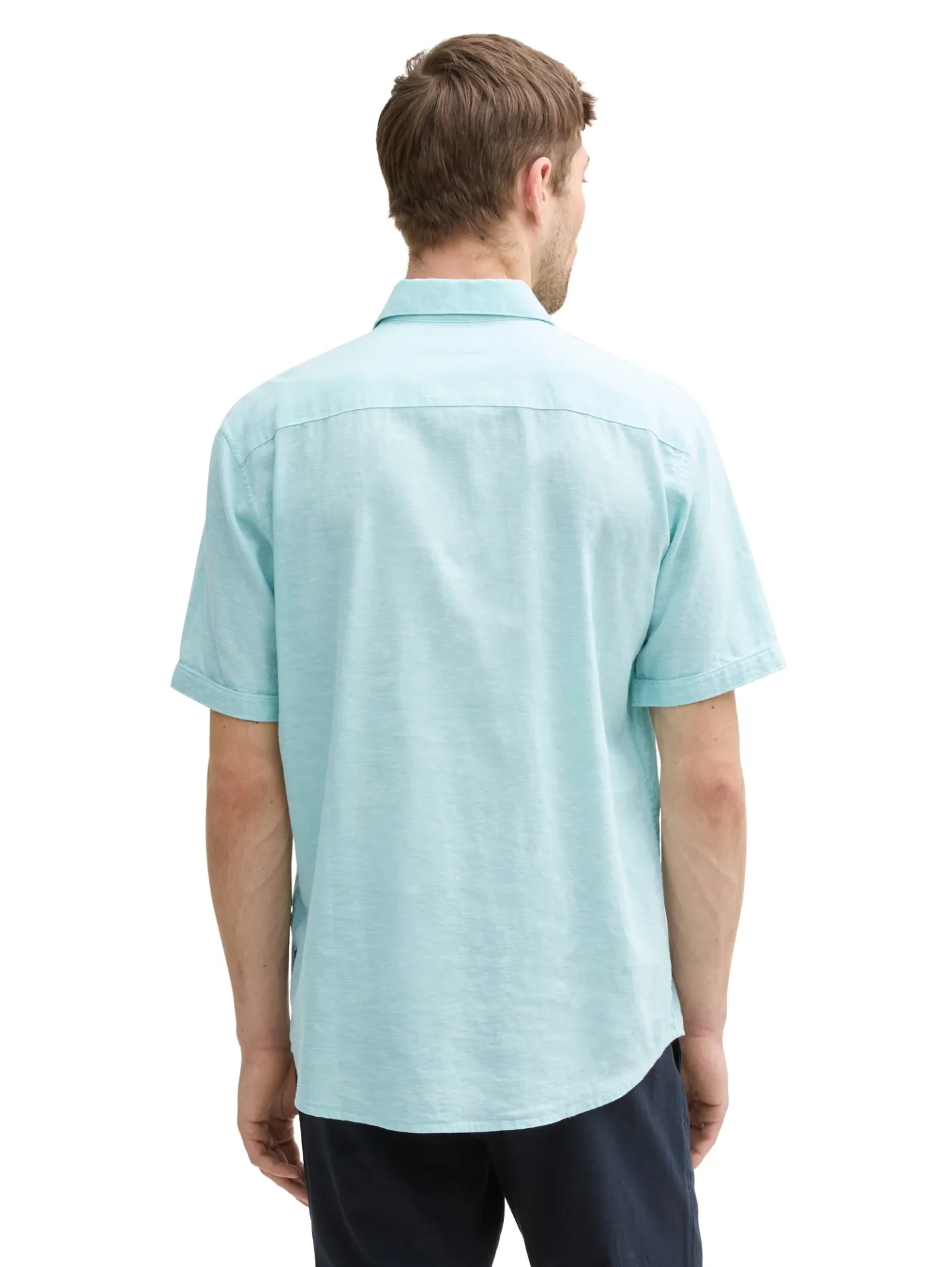 Regular Fit Kurzarmhemd mit Leinenanteil