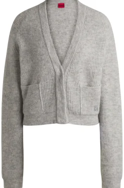 Relaxed-Fit Cardigan mit V-Ausschnitt und Stack-Logo