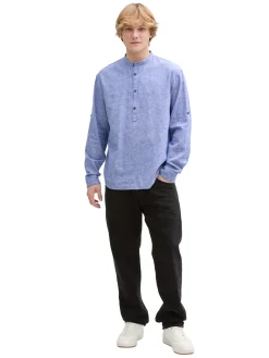 Relaxed Fit Tunika Hemd mit Leinenanteil
