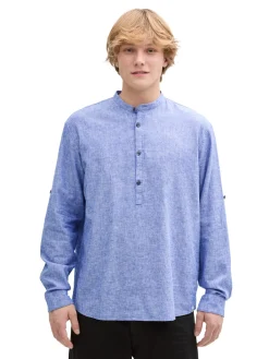 Relaxed Fit Tunika Hemd mit Leinenanteil