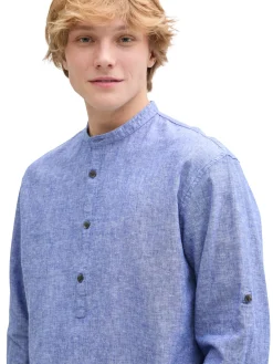 Relaxed Fit Tunika Hemd mit Leinenanteil