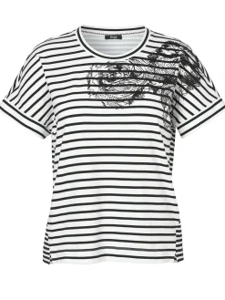 Ringel T-Shirt mit überschnittenen Schultern