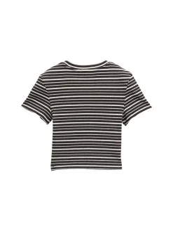 Ripp T-Shirt mit Streifenmuster