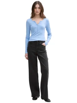 Ripp Henley Langarmshirt
