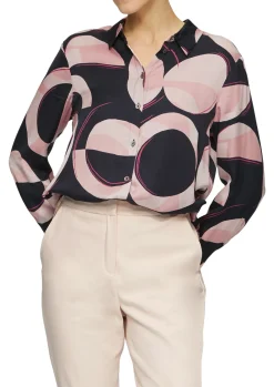 Satinierte Longbluse mit Falten-Details