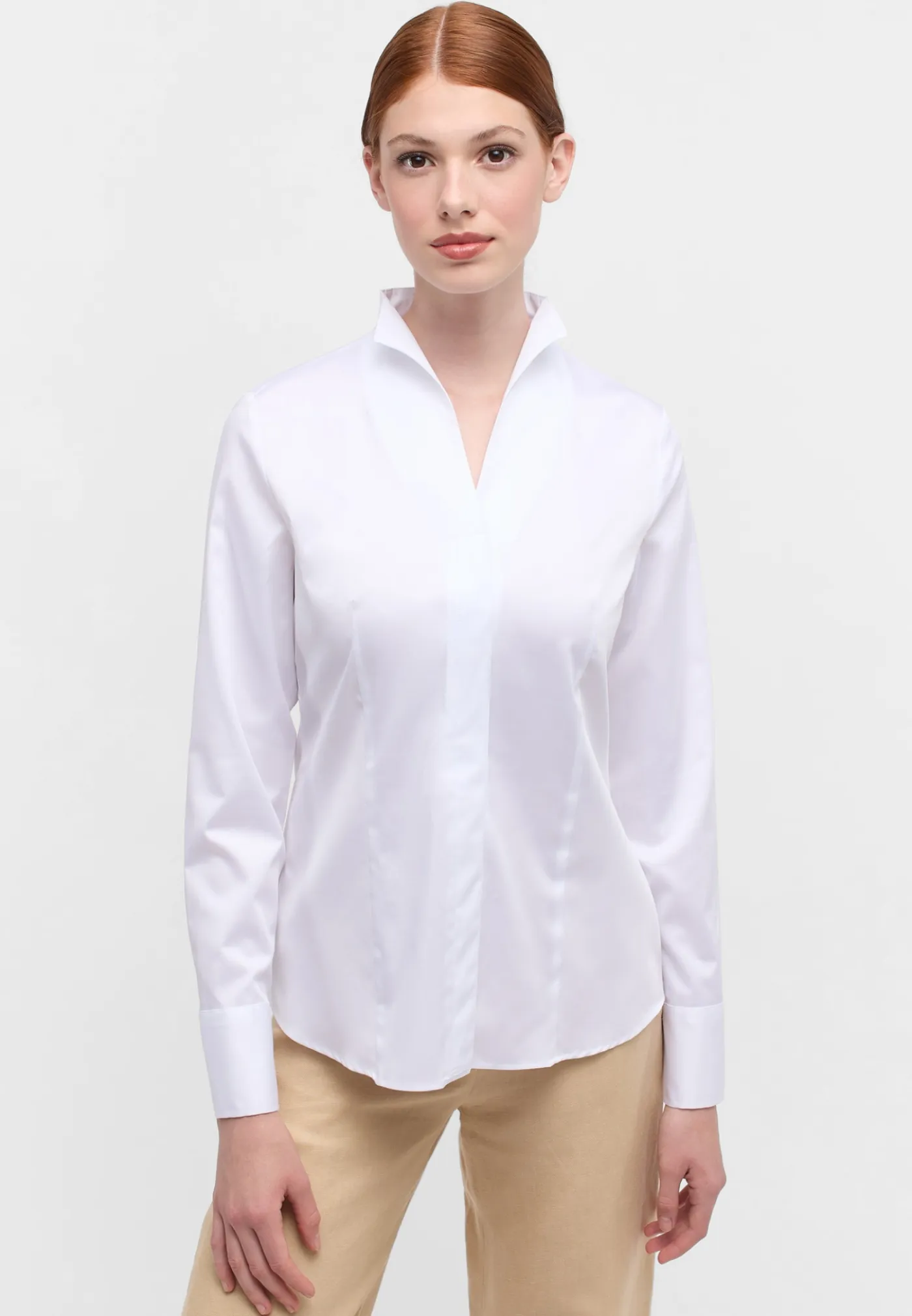 Satin Shirt Bluse Satingewebe Langarm