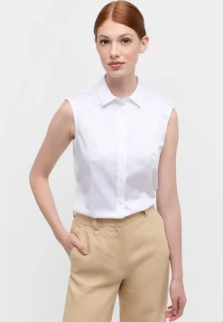 Satin Shirt Bluse Satingewebe ohne Arm