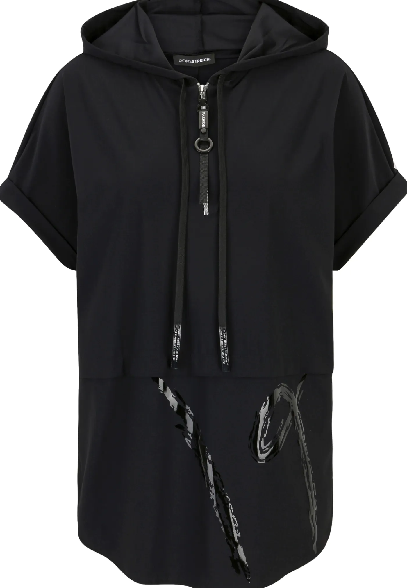 Shirt aus elastischer Wirkware mit Hoodie