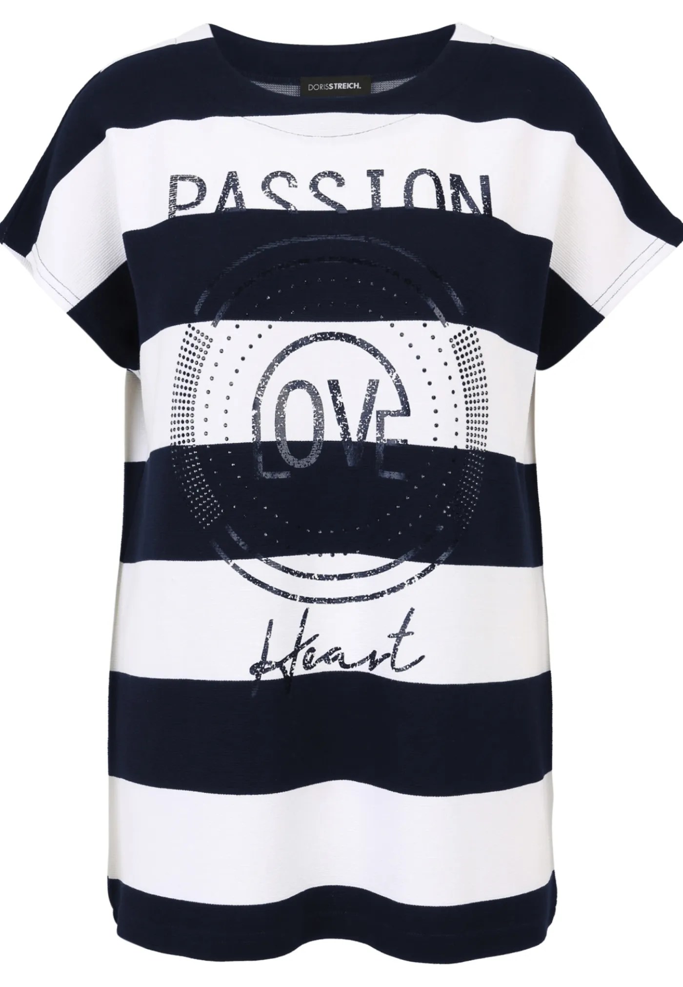 Shirt-Pulli mit breitem Ringel und Motivprint