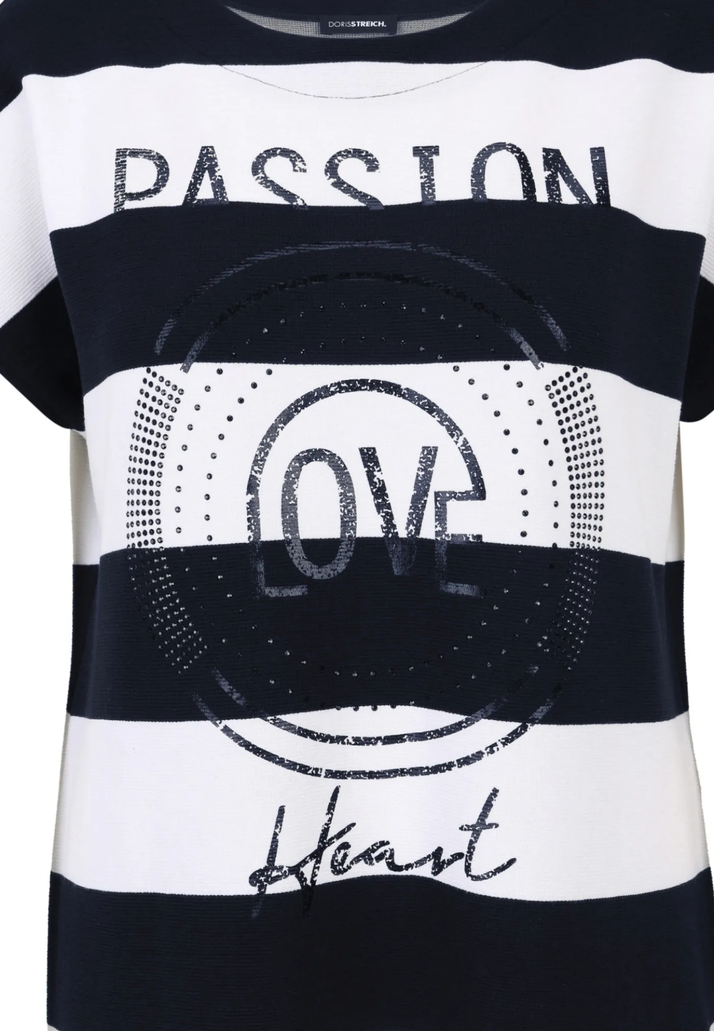 Shirt-Pulli mit breitem Ringel und Motivprint