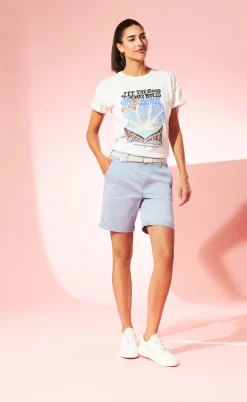Shorts mit geflochtenem Gürtel und Garment Dye