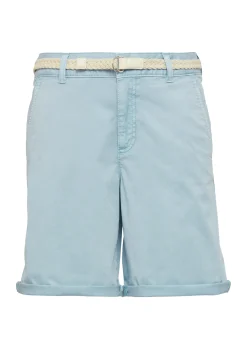 Shorts mit geflochtenem Gürtel und Garment Dye